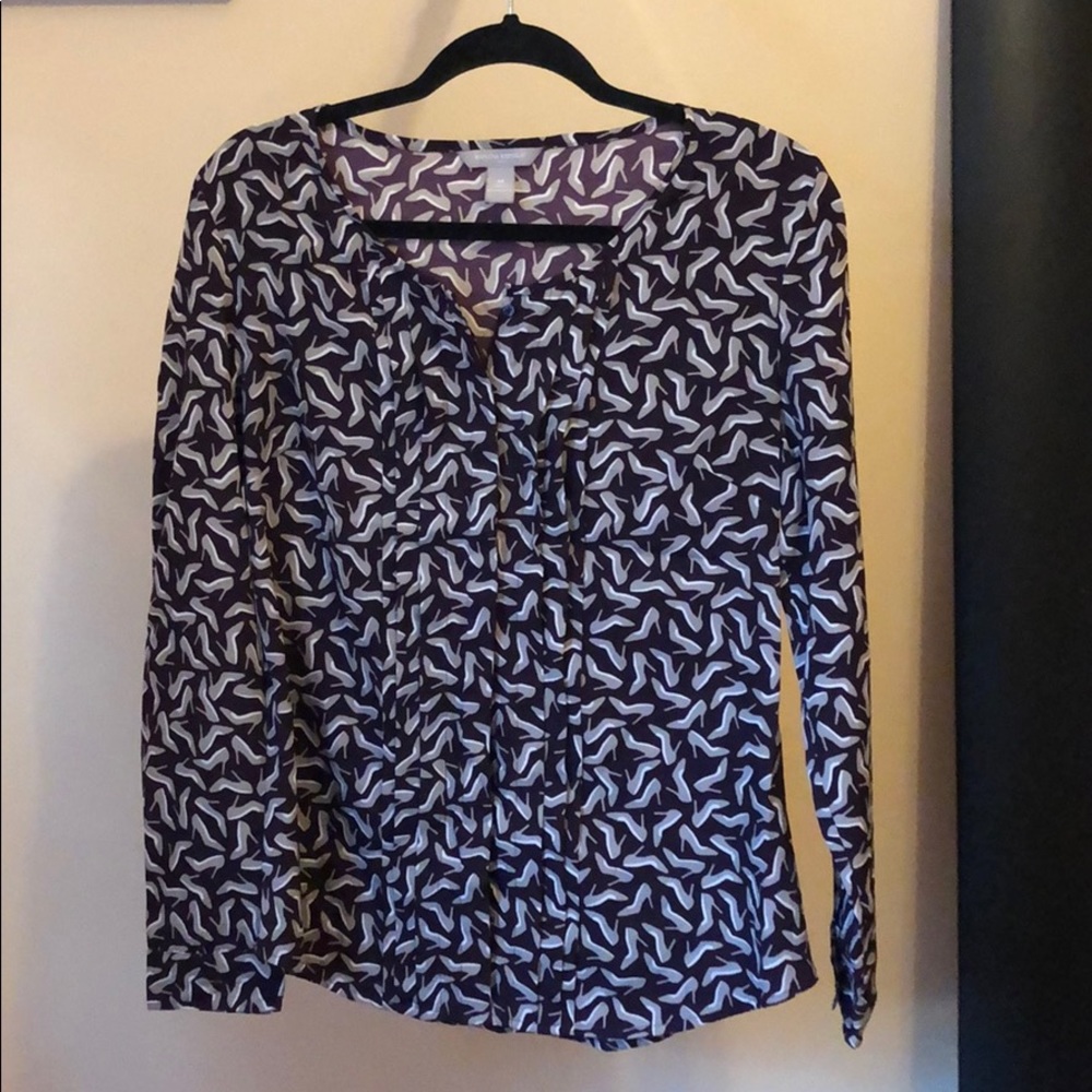 Long sleeve shoe print blouse
